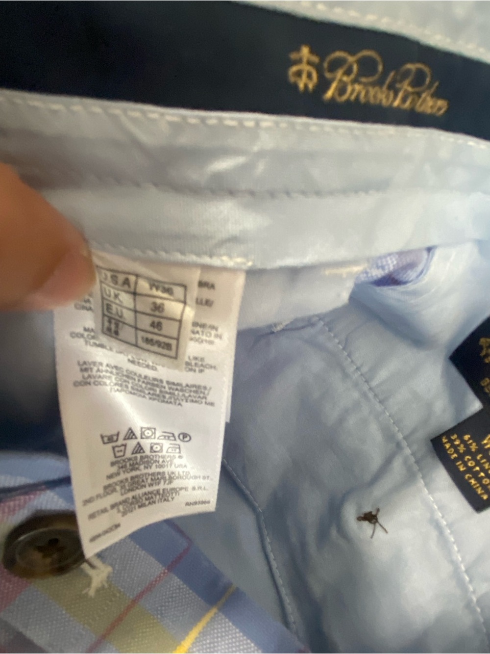 Brooks Brothers Baird McNutt Irish Linen Cotton Light Blue Plaid Shorts 36 - Picture 6 of 12
